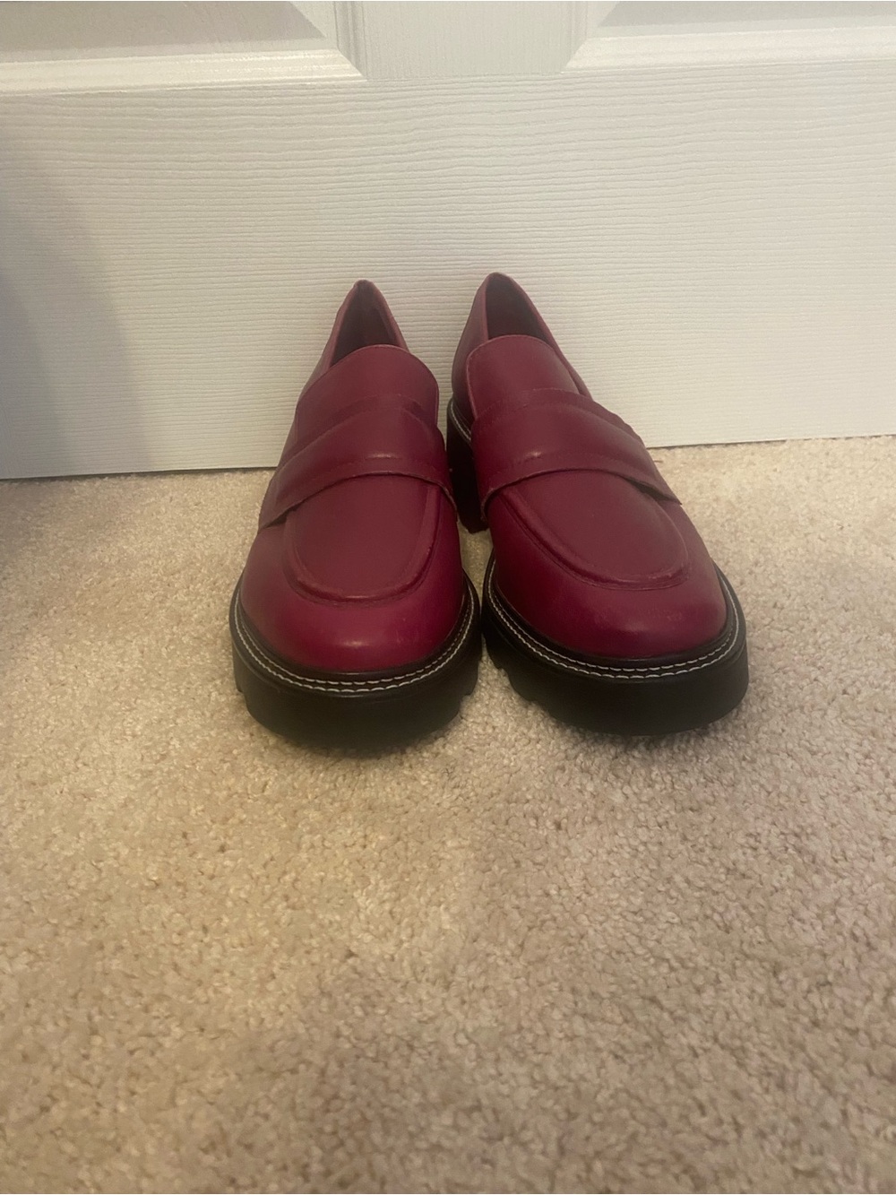 Vince Camuto- Women’s Burgundy Leather Penny Loafers